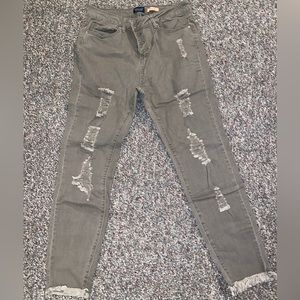 Angel Kiss Green Ankle Skinny Distressed Jeans